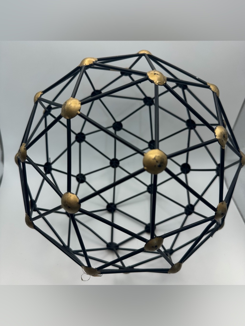 Black & Gold Geometric Metal Centerpiece, Decor  10”